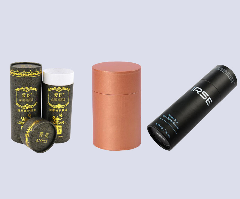 printed cylinder cosmetic paper tubes with gold foil stamping logo