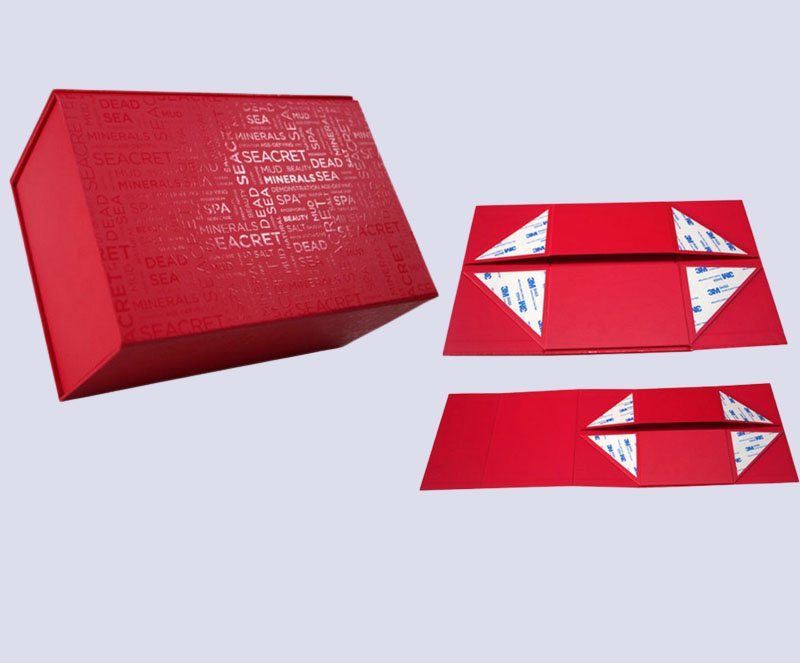 glossy spot UV rigid folding flat pack gift box