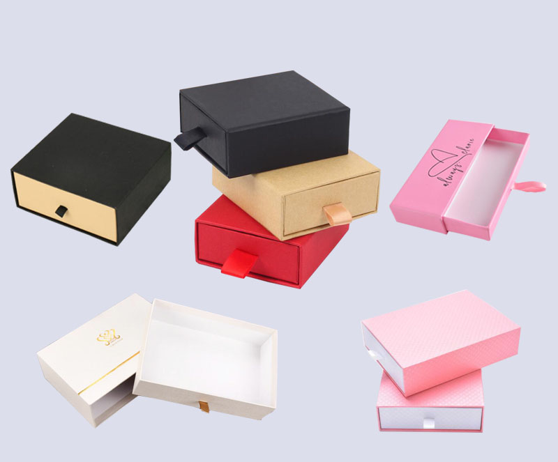 Custom rigid sliding drawer gift box with ribbon pull handle