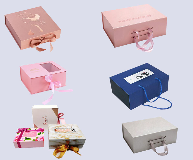 ribbon closure folding gift box for cosmetics